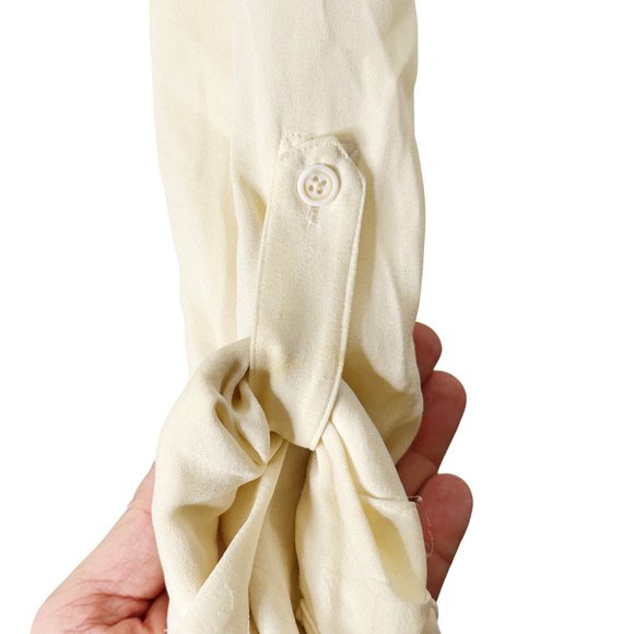 alice + olivia Women's White Medium Silk Spandex Blend V-Neck Blouse - Picture 10 of 11